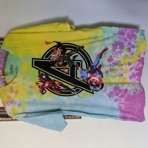 🌈 marvel avengers size large 100% cotton unisex tie dye short sleeve t-shirt